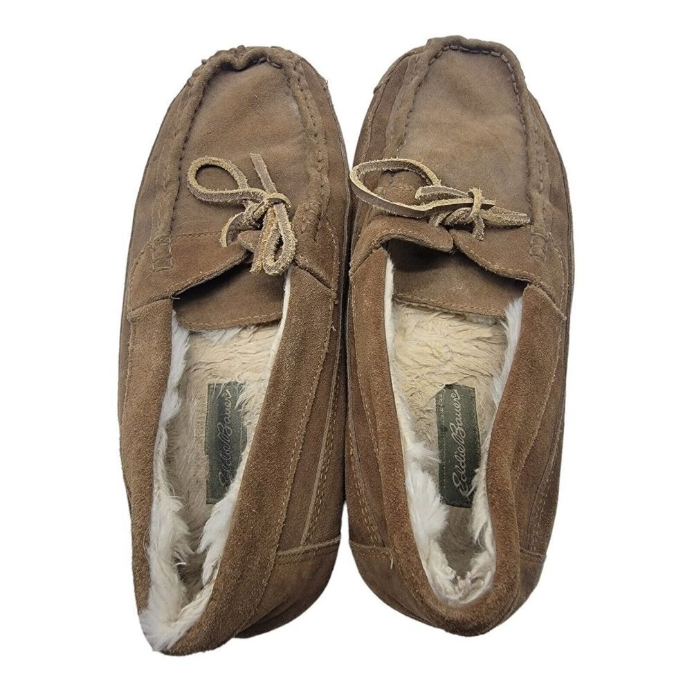 Eddie Bauer Shoes Mens Size 13 Edison Faux Fur Lined Moccasin Suede Slippers - Picture 7 of 11